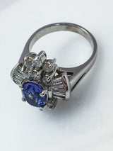 14K White Gold Fashion Ring with Tanzanite Center Stone Birmingham Jewelry Ring Birmingham Jewelry 