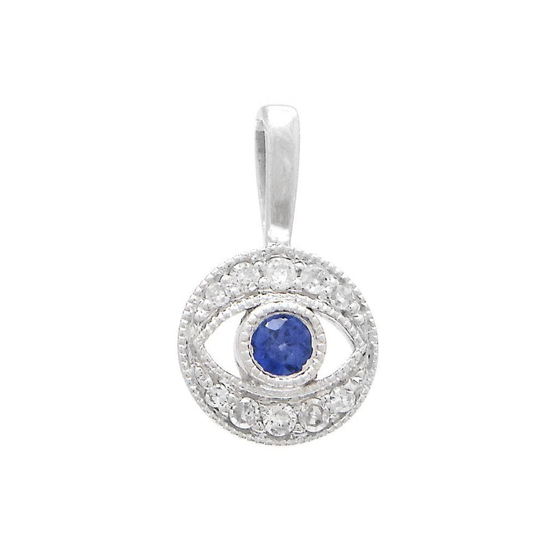 14K White Gold Filigree Round Bezel Sapphire Pendant Birmingham Jewelry Pendant Birmingham Jewelry 
