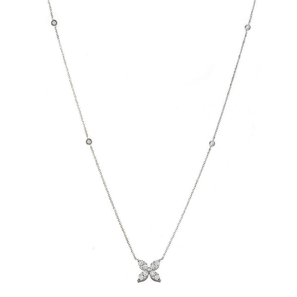 14K White Gold Flower Diamond Necklace Birmingham Jewelry Necklace Birmingham Jewelry 