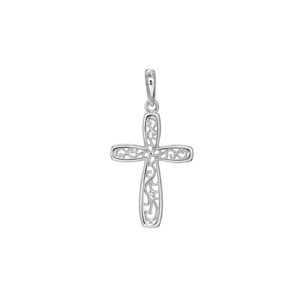 Birmingham Jewelry - 14K White Gold Framed Vine Cross Pendant - Birmingham Jewelry