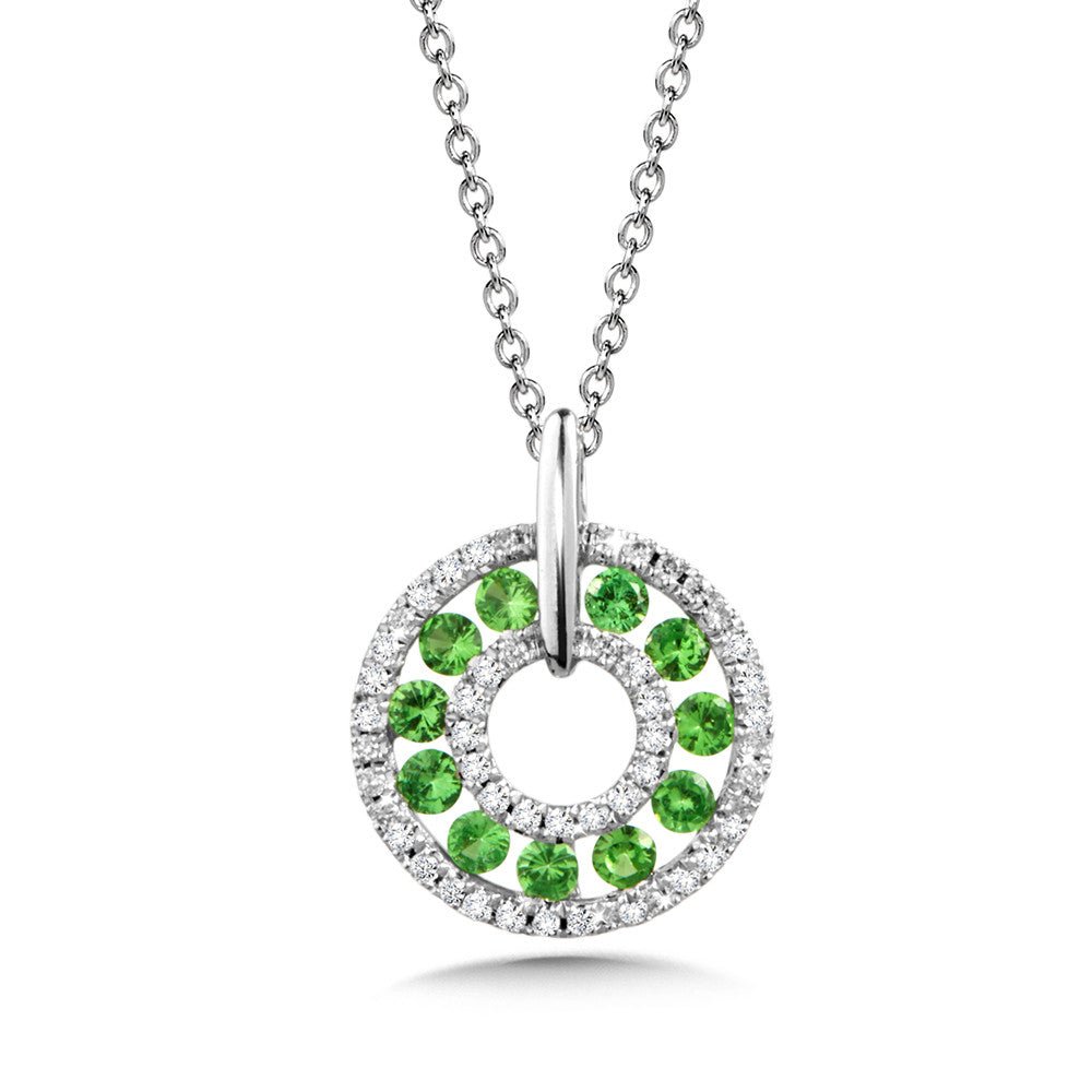 14K WHITE GOLD GREEN GARNET AND DIAMOND PENDANT Birmingham Jewelry Pendant Birmingham Jewelry 