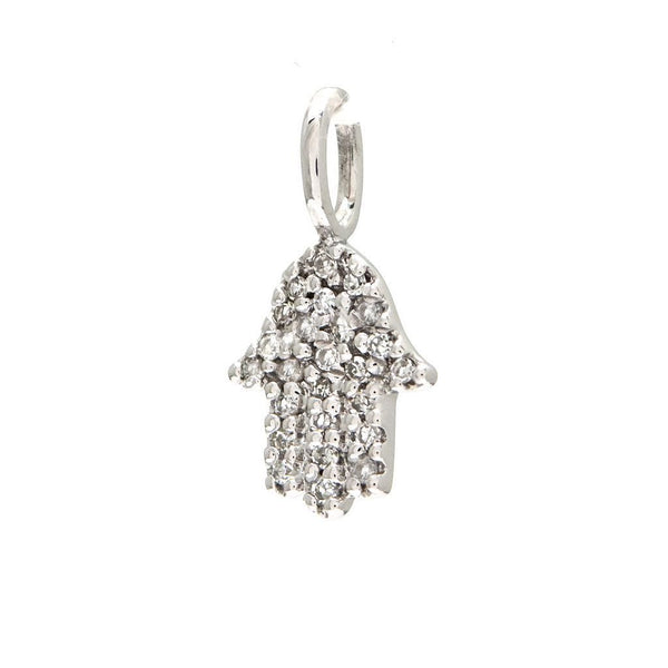 14K White Gold Hand Single Pave Diamond Pendant Birmingham Jewelry Pendant Birmingham Jewelry 