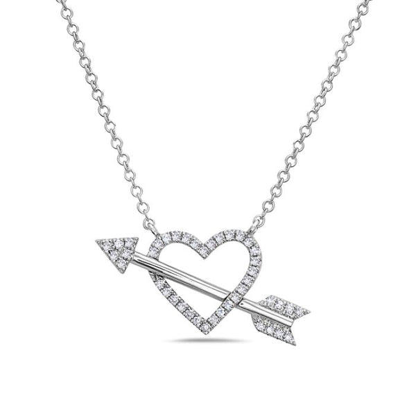 14K White Gold Heart & Arrow Diamond Necklace Birmingham Jewelry Necklace Birmingham Jewelry 