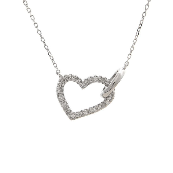 14K White Gold Heart Single Micro Pave Diamond Necklace Birmingham Jewelry Necklace Birmingham Jewelry 