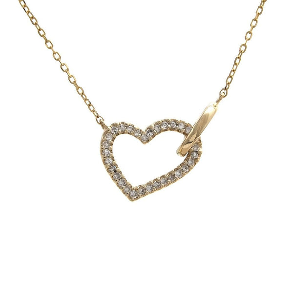 14K White Gold Heart Single Micro Pave Diamond Necklace Birmingham Jewelry Necklace Birmingham Jewelry 