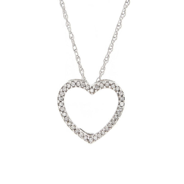 14K White Gold Heart Single Prong Diamond Pendant Birmingham Jewelry Pendant Birmingham Jewelry 