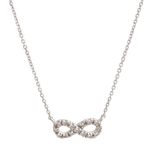 14K White Gold Infinity Single Micro Pave Diamond Necklace Birmingham Jewelry Necklace Birmingham Jewelry 