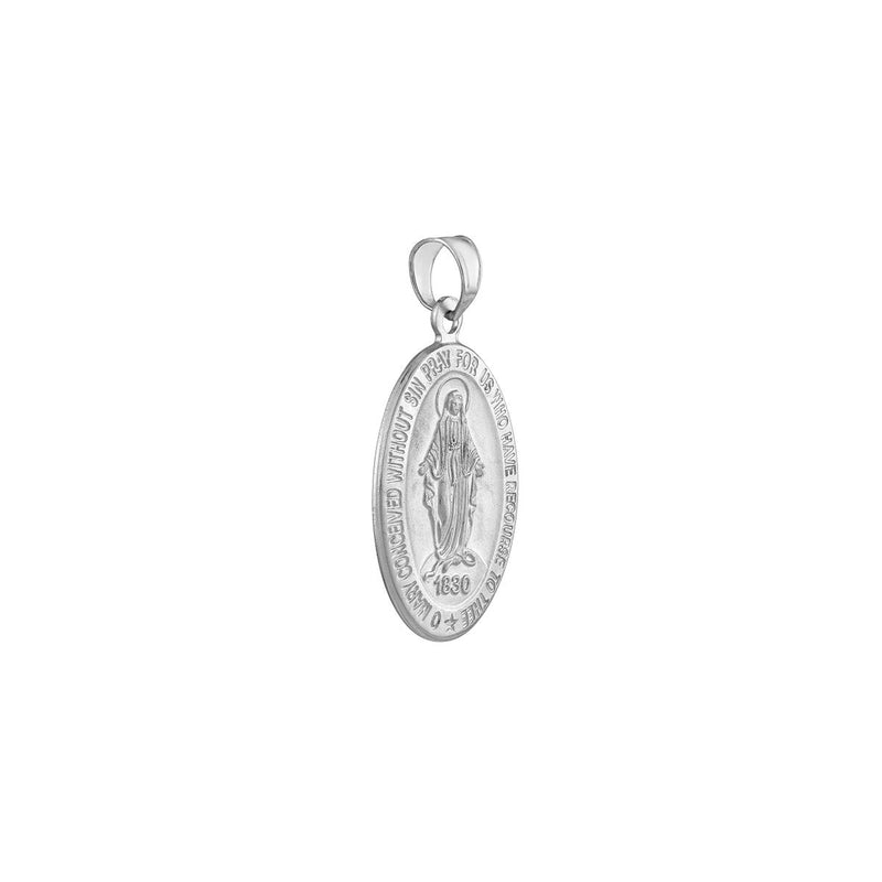 Birmingham Jewelry - 14K White Gold Large Oval Blessed Mary Medal - Birmingham Jewelry