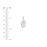 Birmingham Jewelry - 14K White Gold Large Oval Blessed Mary Medal - Birmingham Jewelry