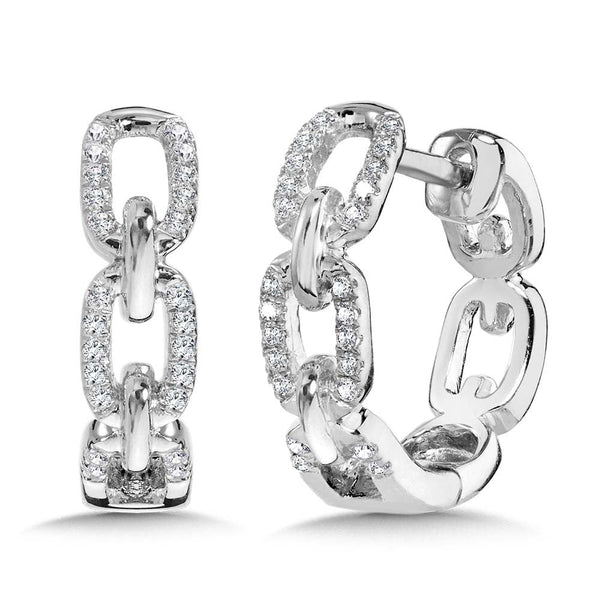 14K WHITE GOLD LINK-N-LOVE DIAMOND PAPERCLIP HOOP EARRINGS Birmingham Jewelry Earrings Birmingham Jewelry 