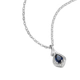 14K White Gold Pear Shape Sapphire Diamond Pendant Necklace Birmingham Jewelry Necklace Birmingham Jewelry 