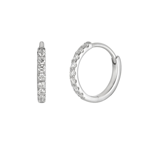 14K White Gold Round Diamond Hoop Earrings Birmingham Jewelry Earrings Birmingham Jewelry 