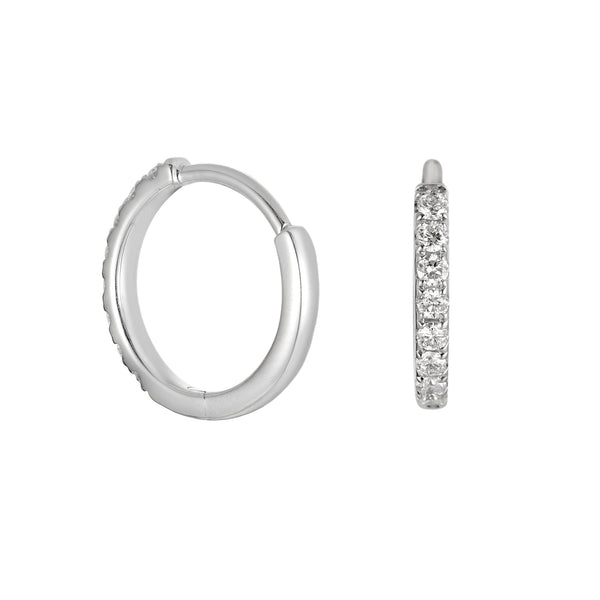 14K White Gold Round Diamond Hoop Earrings Birmingham Jewelry Earrings Birmingham Jewelry 