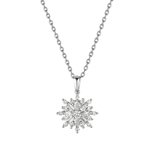 14K White Gold Round Diamond Snowflake pendant Birmingham Jewelry Necklace Birmingham Jewelry 