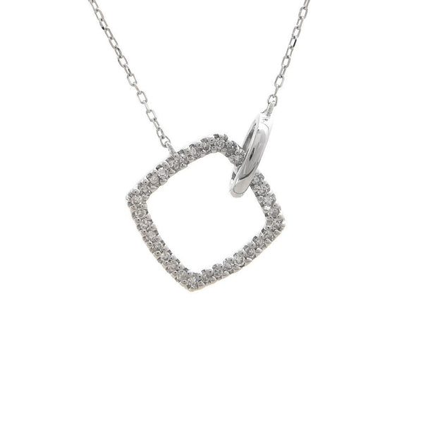 14K White Gold Square Single Micro Pave Diamond Necklace Birmingham Jewelry Necklace Birmingham Jewelry 