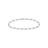 Birmingham Jewelry - 14K White Gold Stampato D/C and Satin Hearts Chain Anklet - Birmingham Jewelry