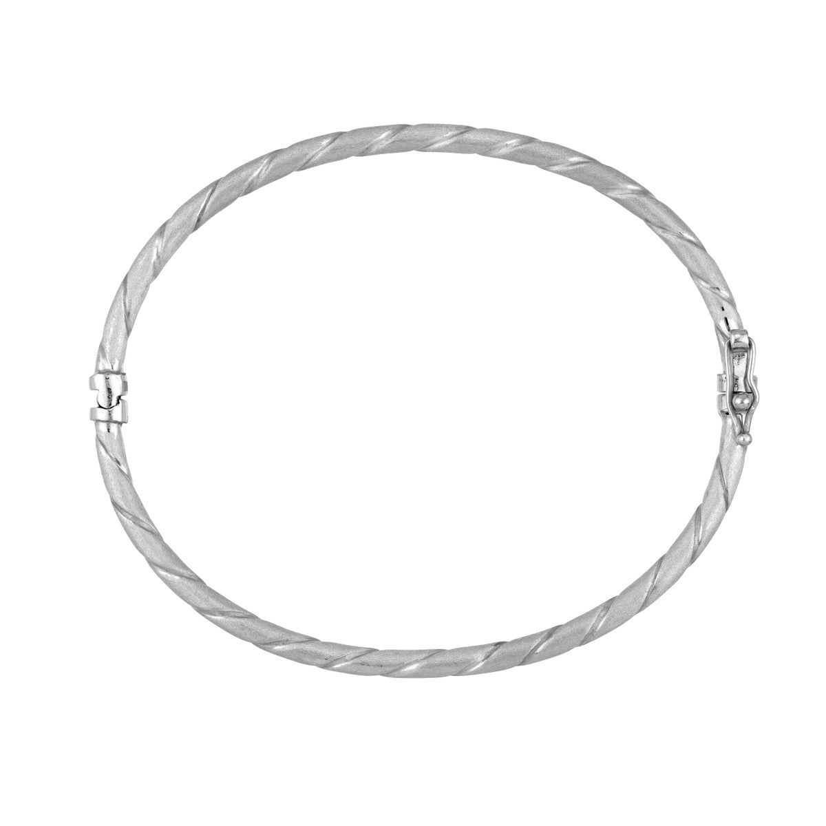 Birmingham Jewelry - 14K White Gold Twisted Brushed Hinged Bangle - Birmingham Jewelry