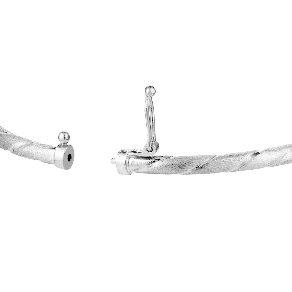 Birmingham Jewelry - 14K White Gold Twisted Brushed Hinged Bangle - Birmingham Jewelry