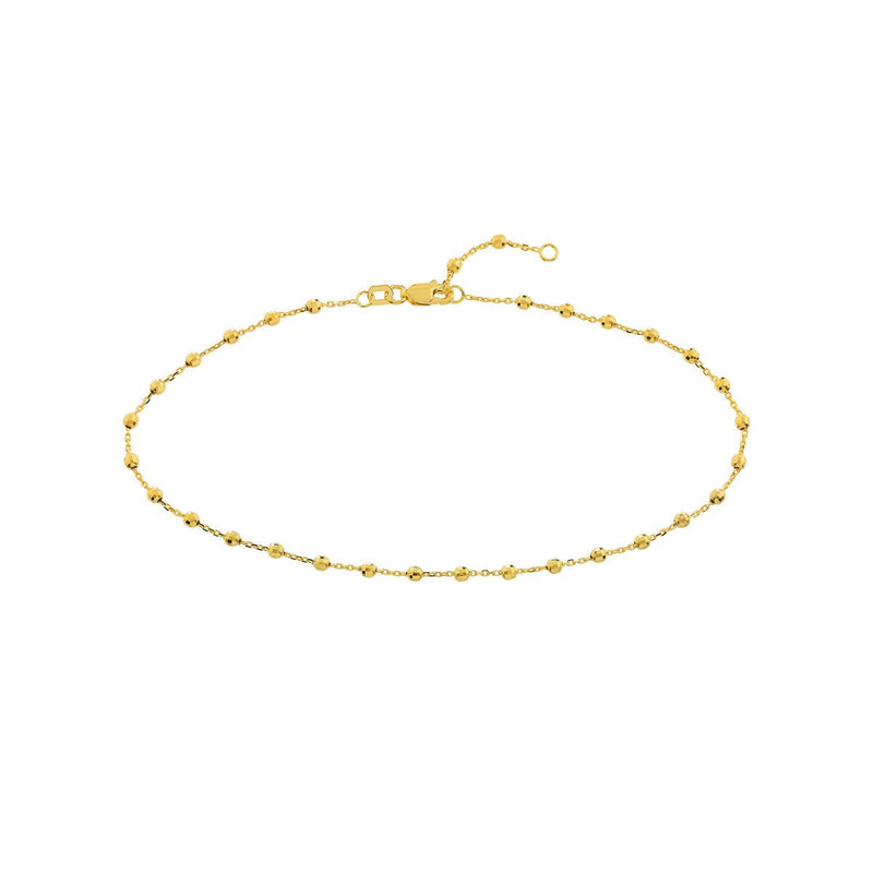 Birmingham Jewelry - 14K Yellow 2.5mm Disco Bead Cable Chain Anklet - Birmingham Jewelry