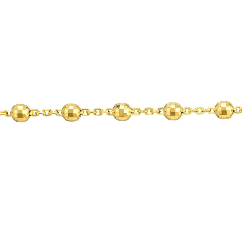 Birmingham Jewelry - 14K Yellow 2.5mm Disco Bead Cable Chain Anklet - Birmingham Jewelry