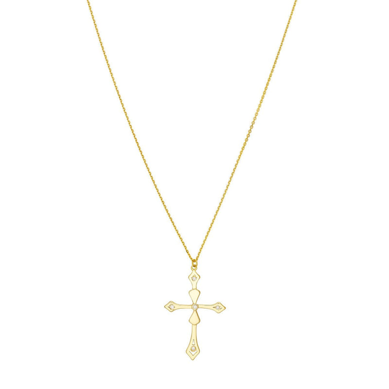 Birmingham Jewelry - 14K Yellow Gold 0.05ct Diamond Fancy Cross Pendant Adj Necklace - Birmingham Jewelry