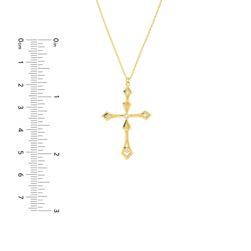 Birmingham Jewelry - 14K Yellow Gold 0.05ct Diamond Fancy Cross Pendant Adj Necklace - Birmingham Jewelry