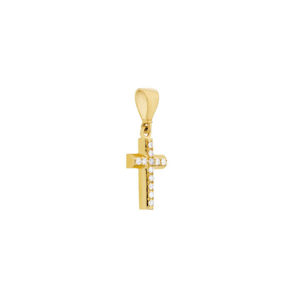 Birmingham Jewelry - 14K Yellow Gold 0.05ct Diamond Mini Cross Pendant - Birmingham Jewelry