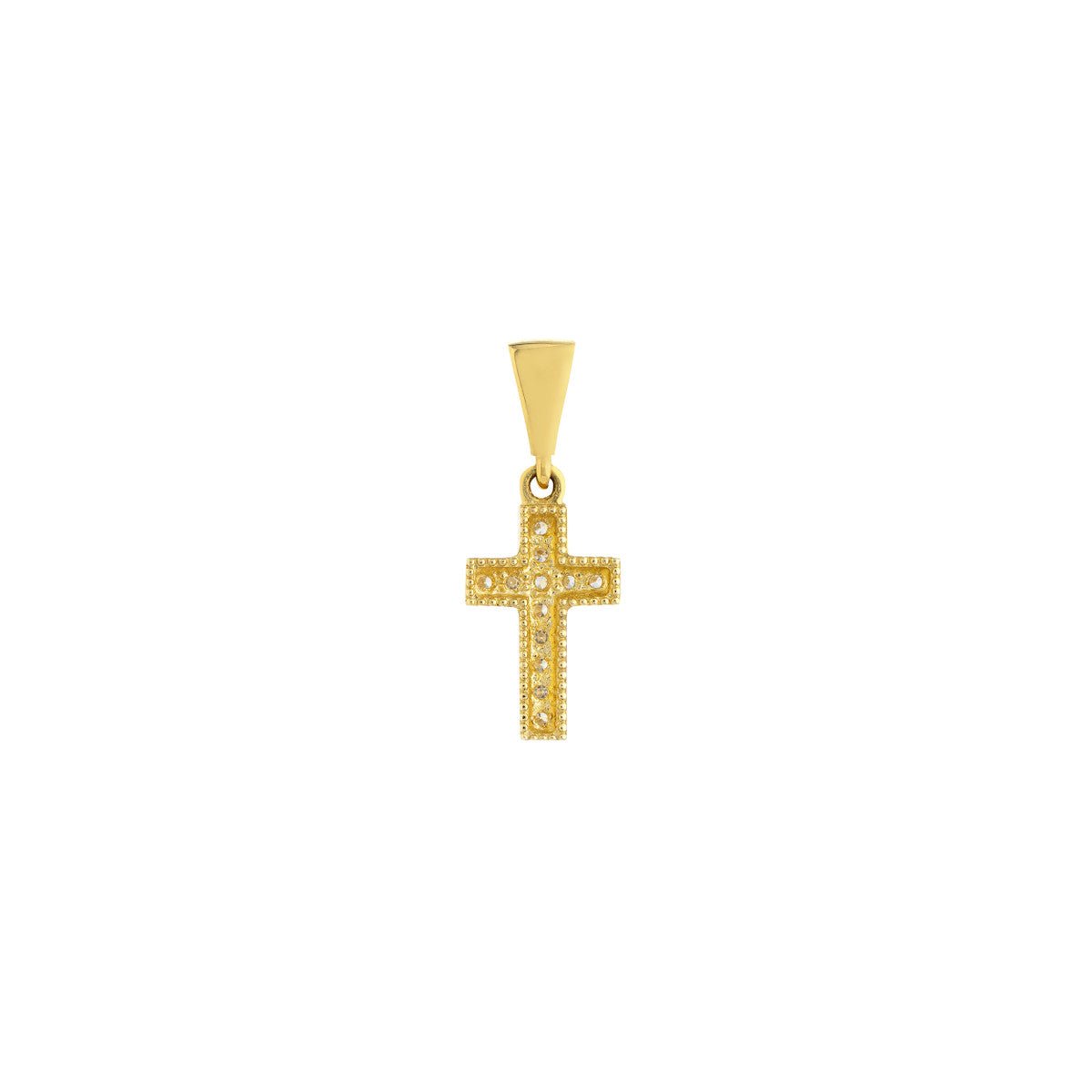 Birmingham Jewelry - 14K Yellow Gold 0.05ct Diamond Mini Cross Pendant - Birmingham Jewelry