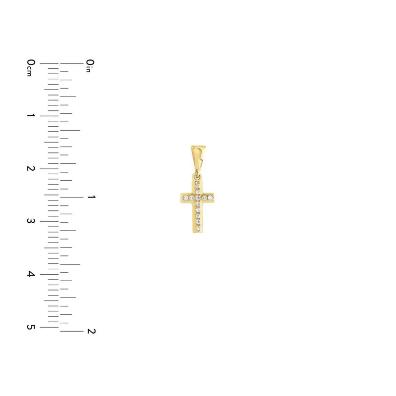 Birmingham Jewelry - 14K Yellow Gold 0.05ct Diamond Mini Cross Pendant - Birmingham Jewelry