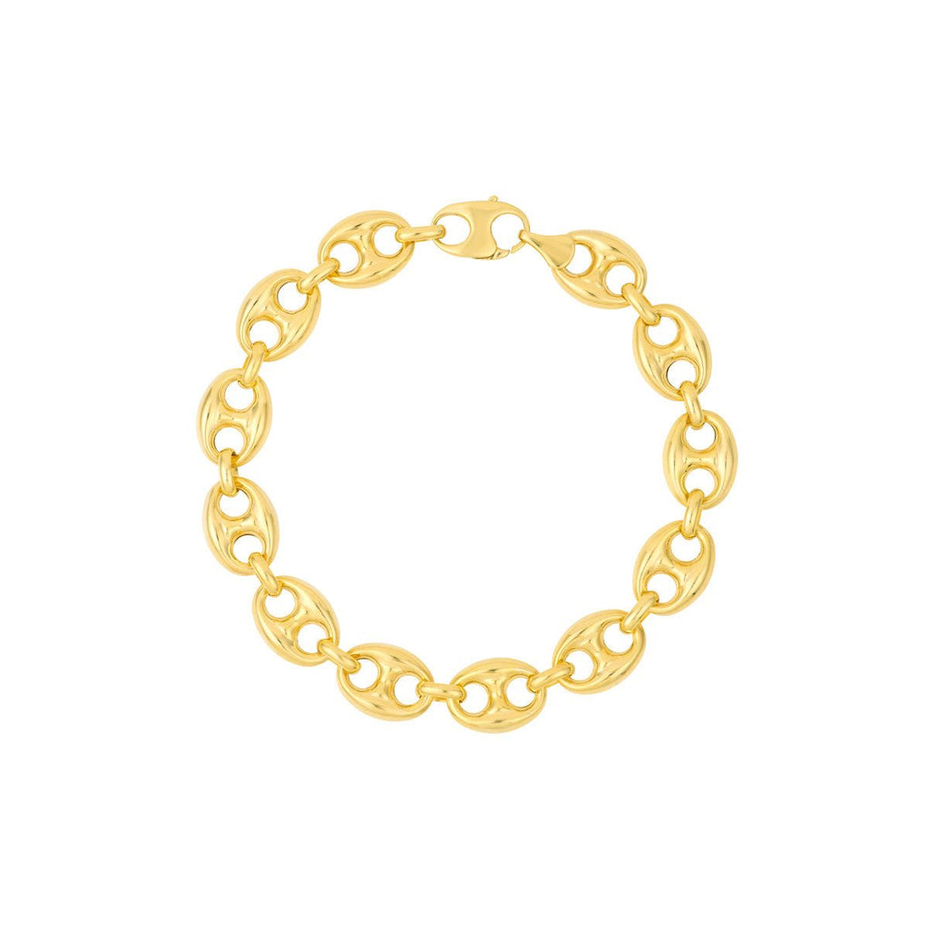 14K Yellow Gold 4.20mm Hollow Oval Snake Chain with Lobster Lock Bracelet