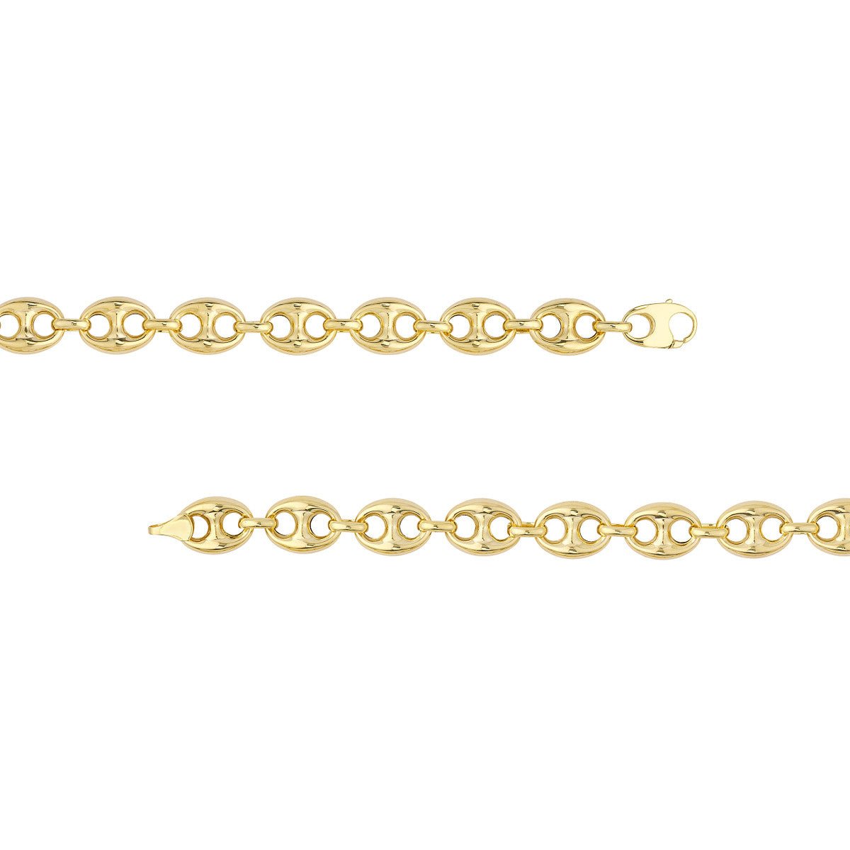 14K Yellow Gold 10mm Puff Mariner Chain with Fancy Oval Lobster Lock Birmingham Jewelry Chain Birmingham Jewelry 