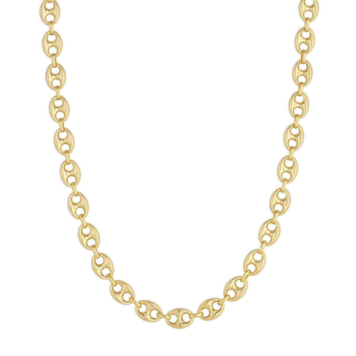 14K Yellow Gold 10mm Puff Mariner Chain with Fancy Oval Lobster Lock Birmingham Jewelry Chain Birmingham Jewelry 