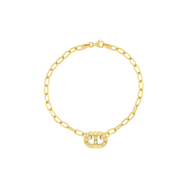 Birmingham Jewelry - 14K Yellow Gold 1/5tcw Diamond Flat Mariner Bracelet - Birmingham Jewelry