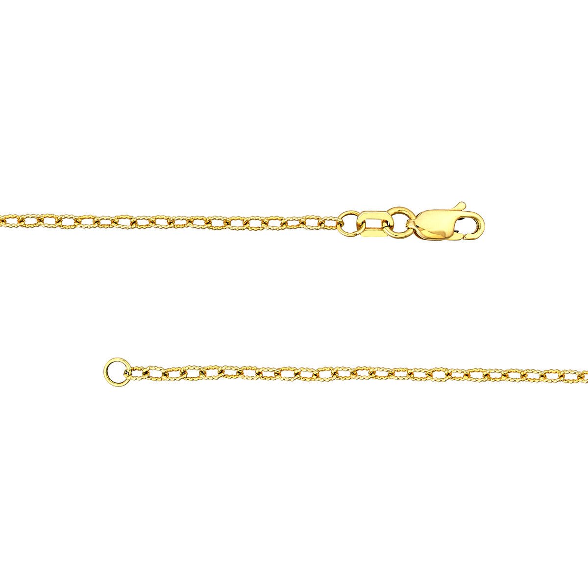 Birmingham Jewelry - 14K Yellow Gold 1.85mm Designer Rolo Chain with Lobster Lock Anklet - Birmingham Jewelry