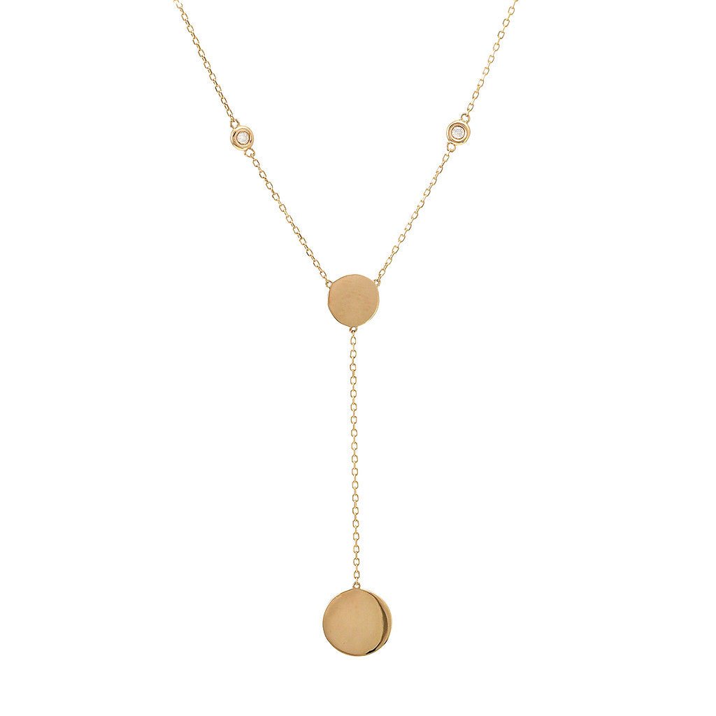 14K Yellow Gold 2-Circle Round Diamond Necklace Birmingham Jewelry Necklace Birmingham Jewelry 