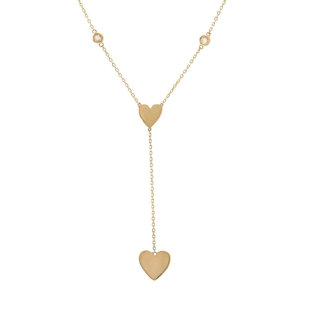 14K Yellow Gold 2-Heart Diamond Necklace Birmingham Jewelry Necklace Birmingham Jewelry 