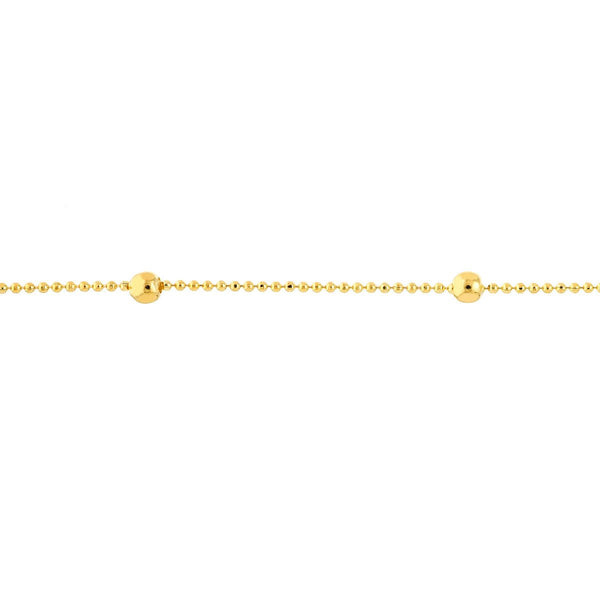 Birmingham Jewelry - 14K Yellow Gold 2.00mm D/C Bead Stations Adjustable Anklet - Birmingham Jewelry