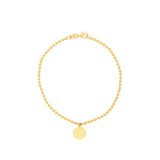 Birmingham Jewelry - 14K Yellow Gold 2.0mm Beaded Chain w/Dangle Disc Bracelet - Birmingham Jewelry