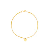 Birmingham Jewelry - 14K Yellow Gold 2.0mm Beaded Chain w/Dangle Heart Bracelet - Birmingham Jewelry