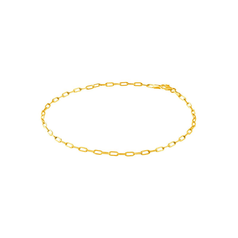 Birmingham Jewelry - 14K Yellow Gold 2.5mm Paper Clip Chain with Pear Shape Lock Anklet - Birmingham Jewelry