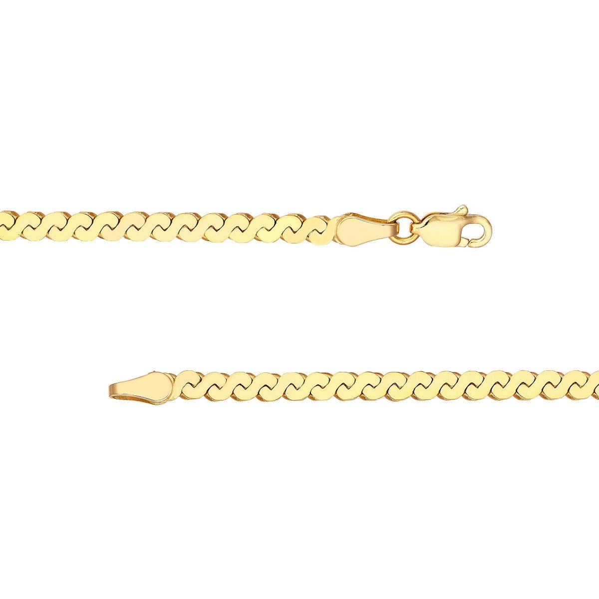 14K Yellow Gold 2.95mm Serpentine Chain with Lobster Lock Birmingham Jewelry Chain Birmingham Jewelry 