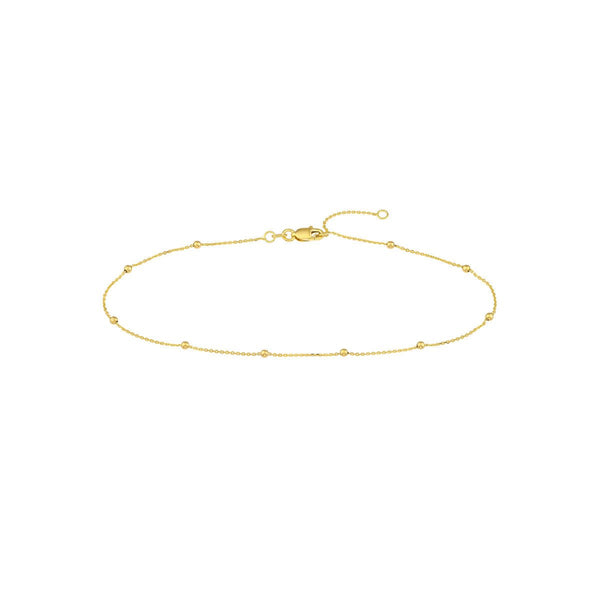 Birmingham Jewelry - 14K Yellow Gold 2mm Bead Cable Chain Anklet - Birmingham Jewelry