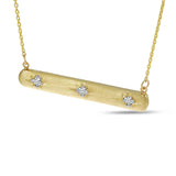 14K Yellow Gold 3 Diamond Brushed Gold Bar Necklace Birmingham Jewelry Necklace Birmingham Jewelry 