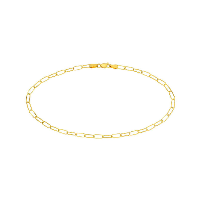 Birmingham Jewelry - 14K Yellow Gold 3.00mm Paper Clip Chain with Lobster Lock Anklet - Birmingham Jewelry