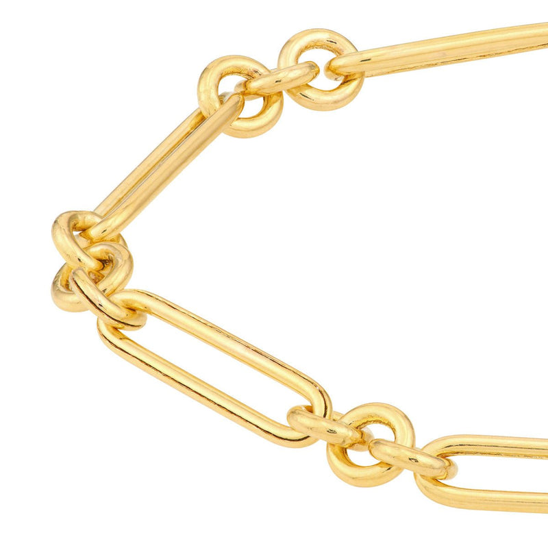 Birmingham Jewelry - 14K Yellow Gold 3+1 Hollow Fancy Rounded Paper Clip Chain with Pear Lock - Birmingham Jewelry