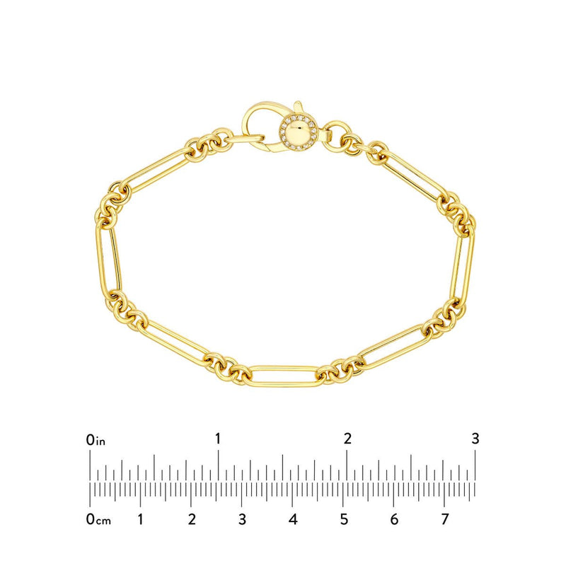 Birmingham Jewelry - 14K Yellow Gold 3+1 Hollow Paper Clip Bracelet with Diamond Lock - Birmingham Jewelry