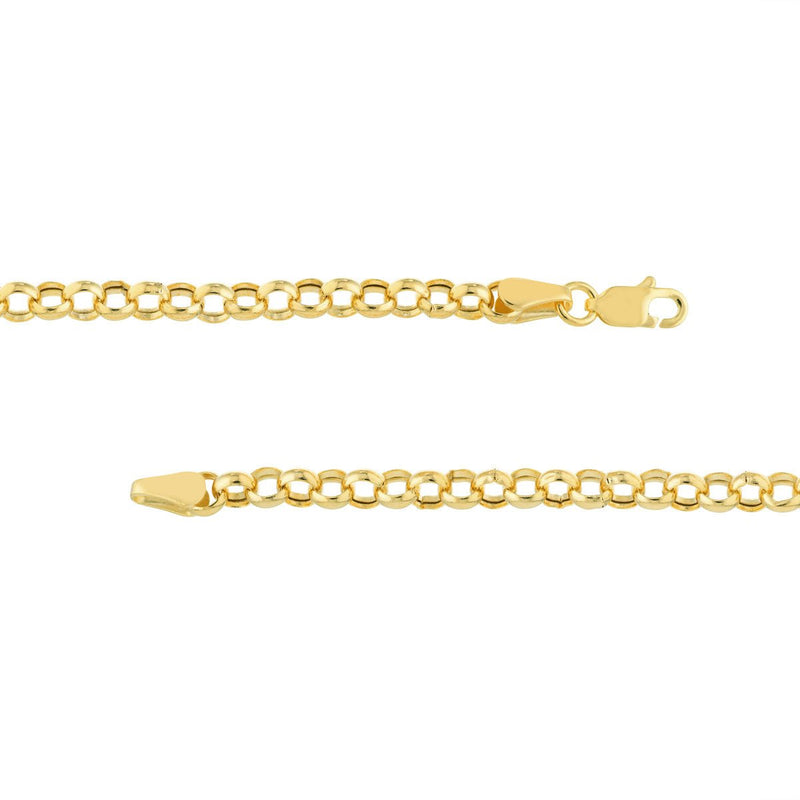 Birmingham Jewelry - 14K Yellow Gold 3.75mm Hollow Rolo Chain Anklet - Birmingham Jewelry