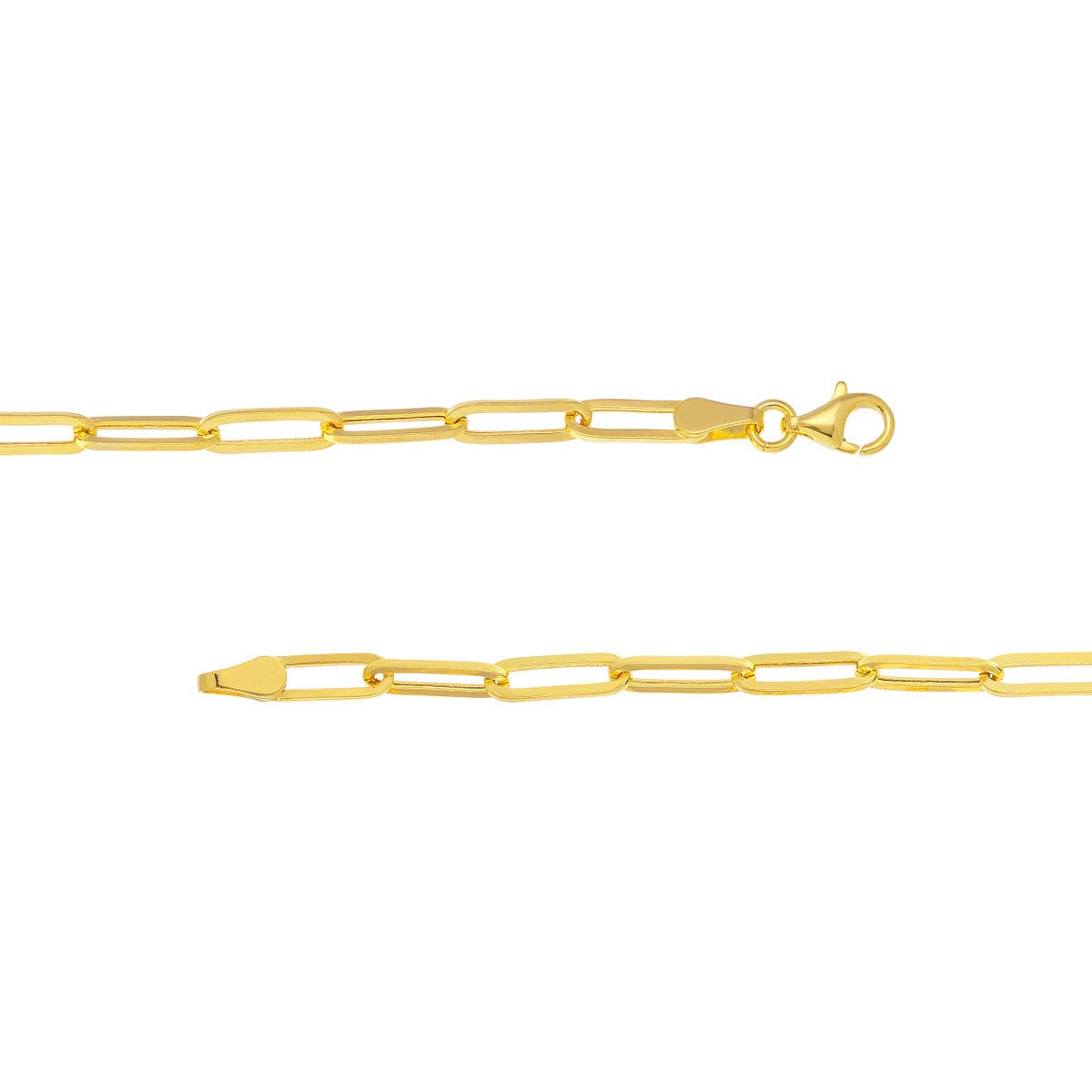 Birmingham Jewelry - 14K Yellow Gold 3.80mm Hollow Paper Clip Chain with Pear Lock Anklet - Birmingham Jewelry