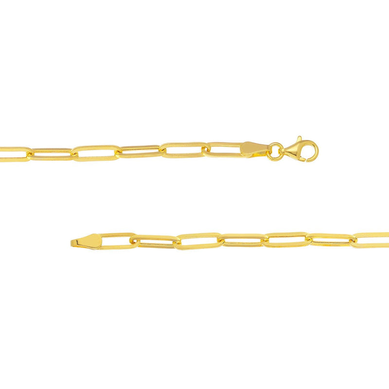 Birmingham Jewelry - 14K Yellow Gold 3.80mm Hollow Paper Clip Chain with Pear Lock Anklet - Birmingham Jewelry