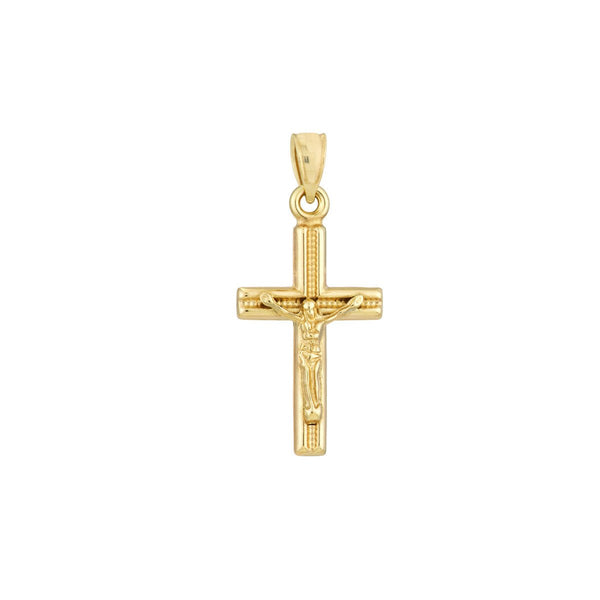 Birmingham Jewelry - 14K Yellow Gold 3D Concave Textured Crucifix Pendant - Birmingham Jewelry
